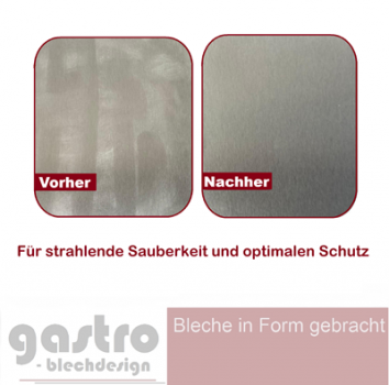 Anwendung Clean Gloss auf Edelstahlküchenfront mit Sprühmechanismus